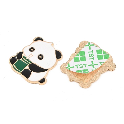 Panda with Bamboo Alloy Enamel Cabochons AL-CBA1A6F-06KCG-D-1
