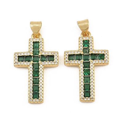 Brass Micro Pave Cubic Zirconia Pendants CU-CBADC6C-11G-06-1