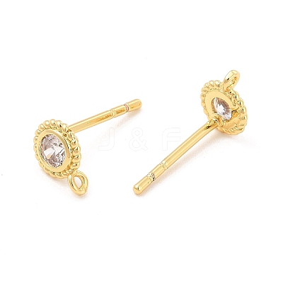 Brass Micro Pave Cubic Zirconia Stud Earring Findings ZIRC-P105-01G-1