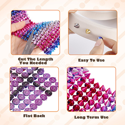 1 Yard 12-Row Resin Spike Stud Cone Flatback Punk Rock Trim Mesh Bead Craft FIND-TA0006-73C-1