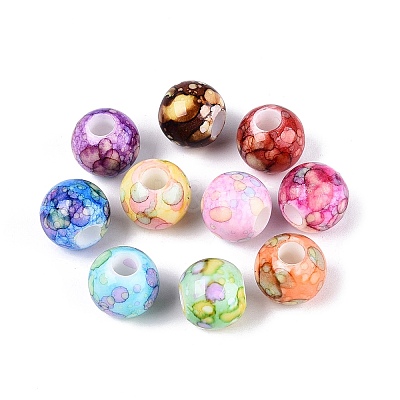 Printed Opaque Acrylic European Beads OACR-Q200-06-1