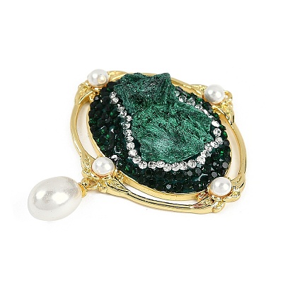 Raw Natural Malachite Pendants KK-P282-03G-A-1