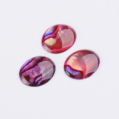 Dyed Oval Abalone Shell/Paua Shell Cabochons X-SSHEL-K002-10x8mm-01-1