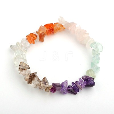 Colorful Gemstone Chips Stretch Bracelets X-BJEW-JB01546-1