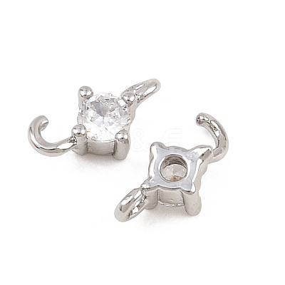 Brass Pave Clear Cubic Zirconia Flat Round Connector Charms KK-H538-21A-P-1