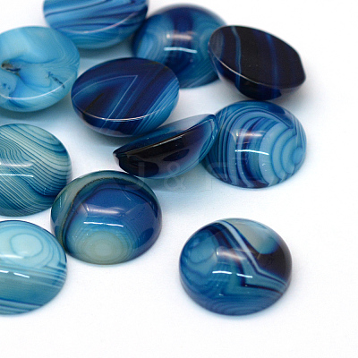 Dyed Natural Striped Agate/Banded Agate Cabochons X-G-R348-16mm-01-1