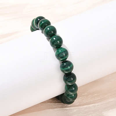 Natural Malachite Beaded Stretch Bracelets BJEW-A045-01A-1