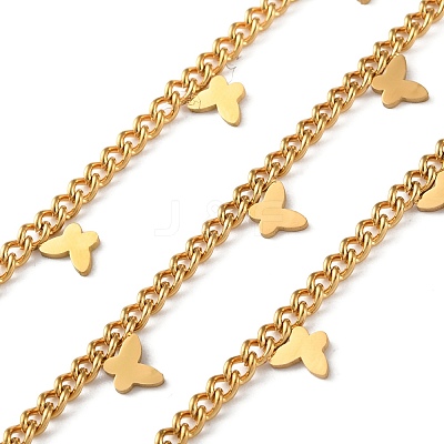 304 Stainless Steel Curb Chains with Butterfly Charm CHS-F020-03G-03-1