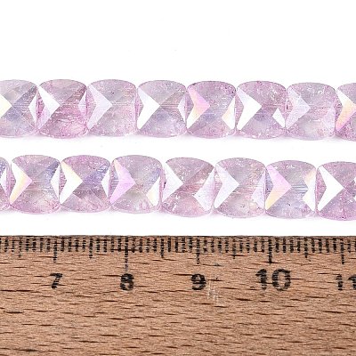 Electroplate Transparent Crackle Glass Beads Strands EGLA-Q135-02A-B04-1