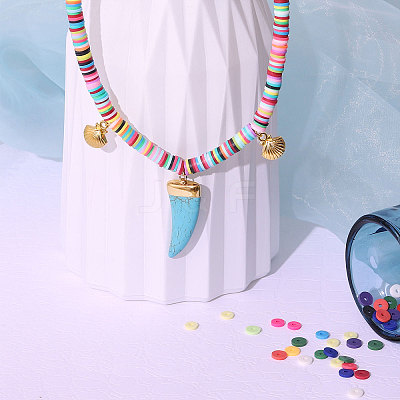 Flat Round Handmade Polymer Clay Beads LS-CLAY-R067-8.0mm-35-1