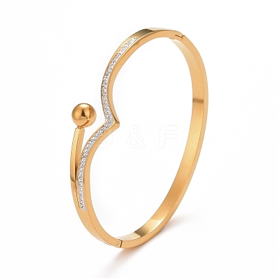 Crystal Rhinestone Wave Hinged Bangle BJEW-G648-04G-1