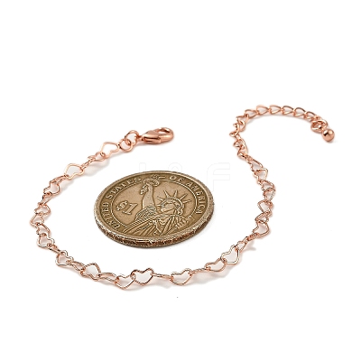 Brass Heart Link Bracelets for Women BJEW-G735-07RG-1