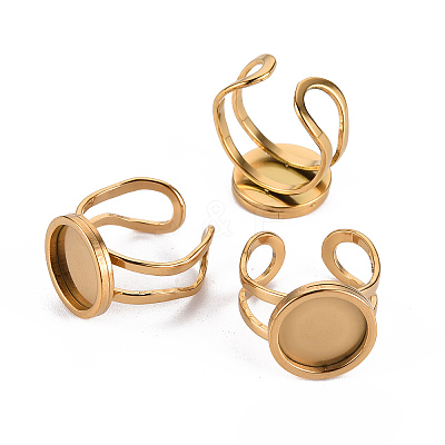 201 Stainless Steel Cuff Ring Findings STAS-S080-040B-G-1