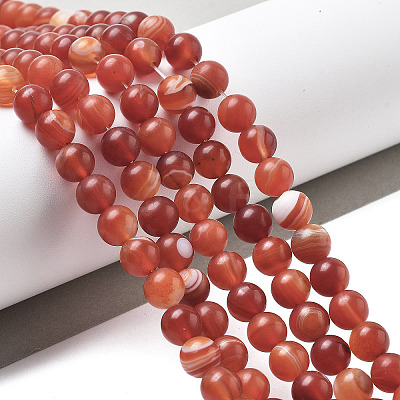 Natural Grade A Striped Agate/Banded Agate Beads Strands G-E478-03-8mm-1