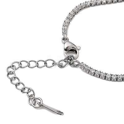 Brass Pave Clear Cubic Zirconia Tennis Necklace Making KK-B189-04P-1