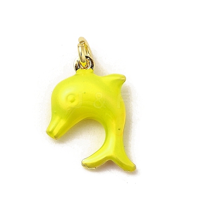 Brass Enamel Sea Animals Pendants KK-I378-14G-B-1