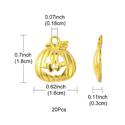 20Pcs Halloween Pumpkin Jack-O'-Lantern Alloy Pendants TIBEP-YW0001-43G-1