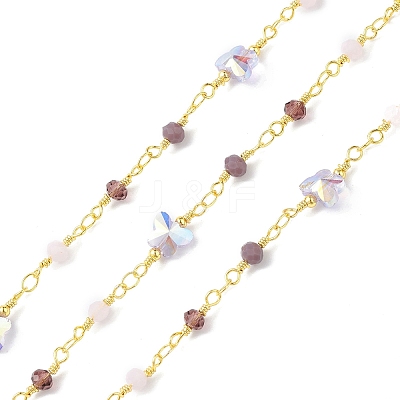 Butterfly & Round Glass Beaded Chains CHS-P016-38G-07-1