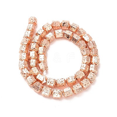 Electroplated Natural Lava Rock Beads Strands G-G984-09RG-1