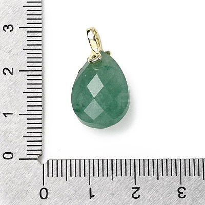 Natural Green Aventurine Faceted Teardrop Pendants KK-D021-03E-G-1