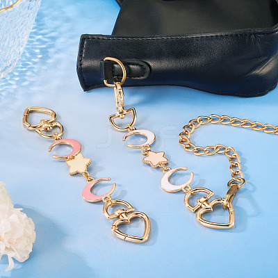 2Pcs 2 Colors Alloy White and Red Enamel Moon Star Bag Extender Chains HJEW-TAC0137-1