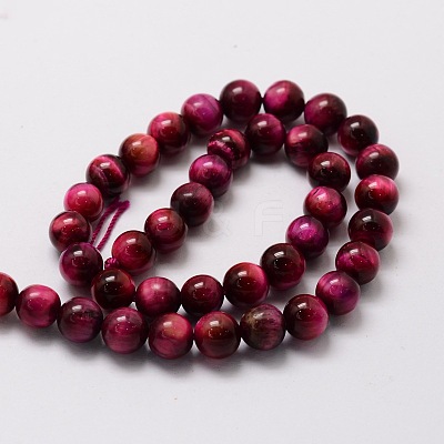 Natural Tiger Eye(Dyed & Heated) Round Beads Strands G-E329-10mm-40D-1