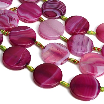 Natural Banded Agate Coin Beads Strands GG-CBAE0EB-06B-1