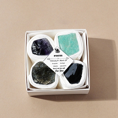 4Pcs 12 Zodiac Signs Series Natural Mixed Gemstone Decorations DJEW-B016-12-1