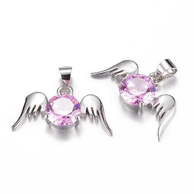 Brass Cubic Zirconia Pendant ZIRC-P016-45P-1