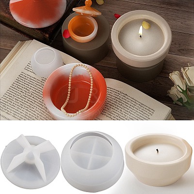 Round DIY Silicone Candle Cup Molds DIY-P078-08-1