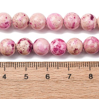 Natural Dyed Marble Beads Strands G-P593-8mm-05-1