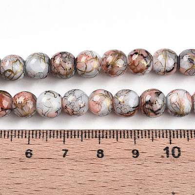 Baking Paint Glass Beads Strands X-DGLA-N003-8mm-B05-1