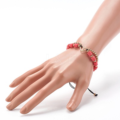 Handmade Polymer Clay Beads Nylon Thread Braided Bead Bracelets BJEW-JB06626-1