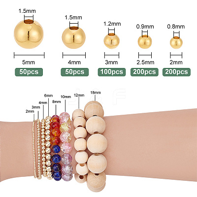 600Pcs 5 Style Brass Beads KK-PH0005-63-1