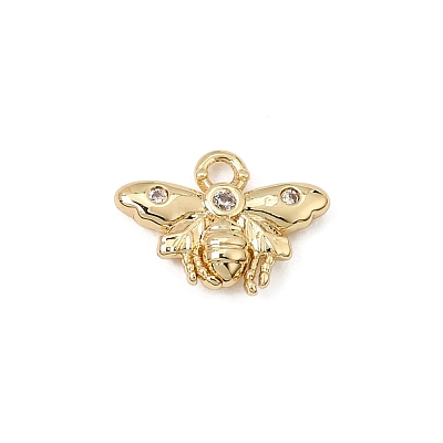Brass Micro Pave Clear Cubic Zirconia Charms CU-CBA3D76-03G-03-1