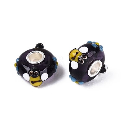 3D Lampwork & Brass Core European Beads LAMP-Q042-01B-1