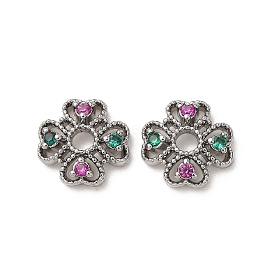 Brass Cubic Zirconia Bead Caps ZIRC-L105-03A-P-1