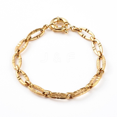 304 Stainless Steel Oval Link Chain Bracelets BJEW-JB06101-01-1
