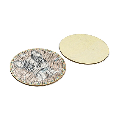 DIY Dog Theme Diamond Painting Wood Cup Mat Kits DIY-H163-02-1