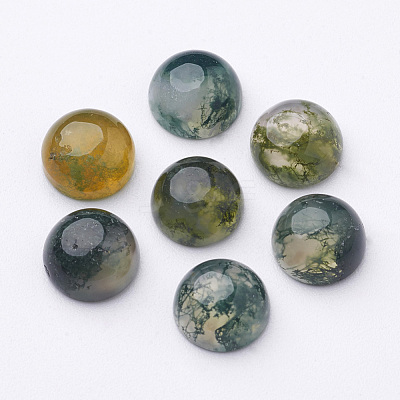 Natural Moss Agate Cabochons G-MOSS8x4-1