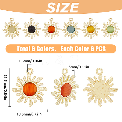 36Pcs 6 Colors Cat Eye Pendants FIND-HY0002-83-1