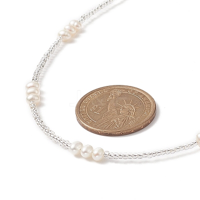 Natural Pearl & Seed Beaded Necklace for Women NJEW-JN04215-1