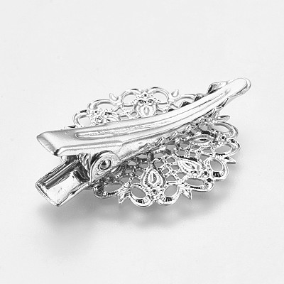 Rack Plating Hair Accessories Iron Alligator Hair Clip Findings MAK-WH0002-01P-1