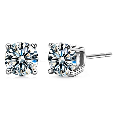 Anti-Tarnish 925 Sterling Silver with Moissanite Rhinestone Earrings AJEW-U007-05P-1