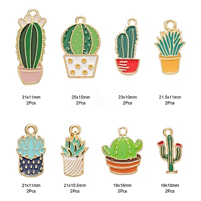 16Pcs 8 Style Alloy Enamel Pendants ENAM-FS0001-12-1