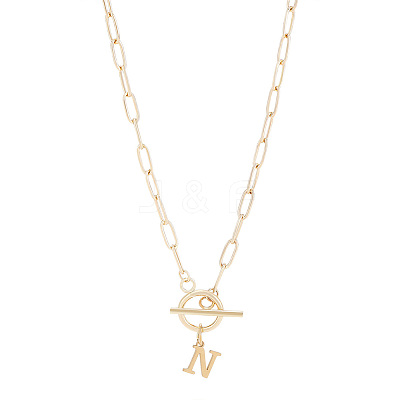 304 Stainless Steel Letter Pendant Necklaces NJEW-LP0001-52N-G-1