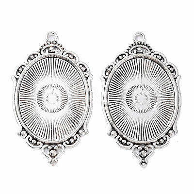 Tibetan Style Alloy Pendant Cabochon Settings X-TIBEP-R304-016AS-LF-1