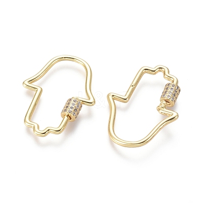 Brass Micro Pave Cubic Zirconia Screw Carabiner Lock Charms ZIRC-I031-13G-1