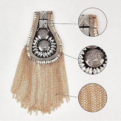 2Pcs Fashion Iron Chain Tassel Epaulettes AJEW-FH0003-80-1