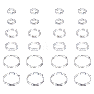 24Pcs 3 Styles 925 Sterling Silver Split Rings STER-AR0001-13-1